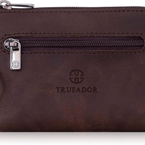 Milano Women Men Leather Coin Card Key Ring Wallet Pouch Purse Zipper Change Bag - Picture 1 of 6